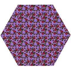 Lazy Cat Floral Pattern Lilac Polka Wooden Puzzle Hexagon by snowwhitegirl