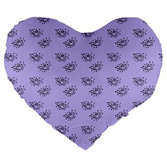 Zodiac Bat Lilac Large 19  Premium Heart Shape Cushions by snowwhitegirl