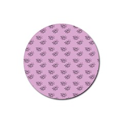 Zodiac Bat Pink Rubber Round Coaster (4 Pack)  by snowwhitegirl