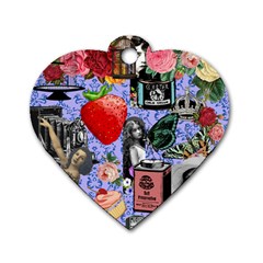 Vintage Girls Floral Collage Dog Tag Heart (two Sides) by snowwhitegirl