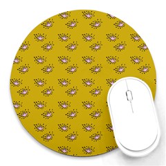 Zodiac Bat Pink Yellow Round Mousepads by snowwhitegirl