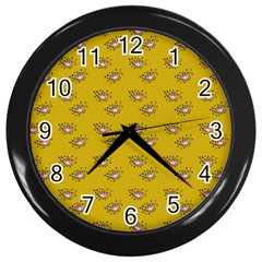 Zodiac Bat Pink Yellow Wall Clock (black)