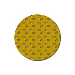 Zodiac Bat Pink Yellow Rubber Coaster (round)  by snowwhitegirl