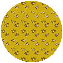 Zodiac Bat Pink Yellow Wooden Puzzle Round by snowwhitegirl