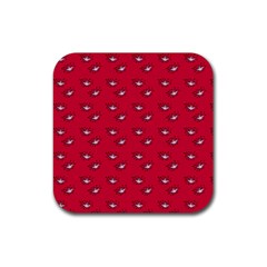 Zodiac Bat Pink Red Rubber Coaster (square)  by snowwhitegirl