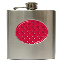 Zodiac Bat Pink Red Hip Flask (6 Oz) by snowwhitegirl