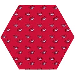 Zodiac Bat Pink Red Wooden Puzzle Hexagon