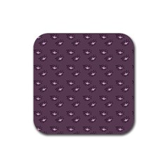 Zodiac Bat Pink Grey Rubber Coaster (square)  by snowwhitegirl