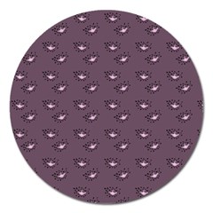 Zodiac Bat Pink Grey Magnet 5  (round) by snowwhitegirl