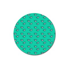 Zodiac Bat Pink Teal Magnet 3  (round) by snowwhitegirl