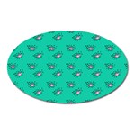 Zodiac Bat Pink Teal Oval Magnet Front