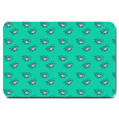 Zodiac Bat Pink Teal Large Doormat  by snowwhitegirl