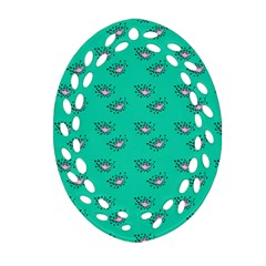 Zodiac Bat Pink Teal Oval Filigree Ornament (two Sides) by snowwhitegirl