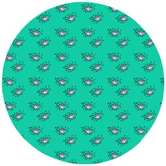 Zodiac Bat Pink Teal Wooden Puzzle Round