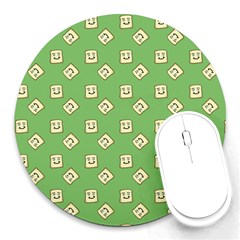 Happy Toast Green Round Mousepads by snowwhitegirl