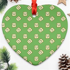 Happy Toast Green Ornament (heart) by snowwhitegirl