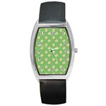 Happy Toast Green Barrel Style Metal Watch Front