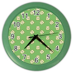 Happy Toast Green Color Wall Clock by snowwhitegirl