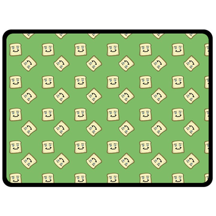 Happy Toast Green Fleece Blanket (Large) 