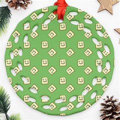 Happy Toast Green Ornament (round Filigree) by snowwhitegirl