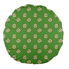 Happy Toast Green Large 18  Premium Round Cushions by snowwhitegirl