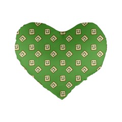 Happy Toast Green Standard 16  Premium Heart Shape Cushions by snowwhitegirl