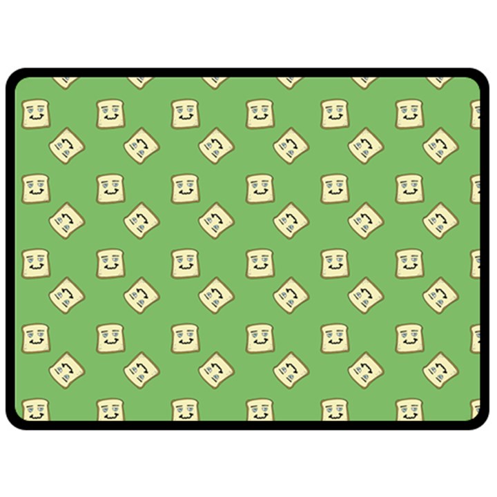 Happy Toast Green Double Sided Fleece Blanket (Large) 