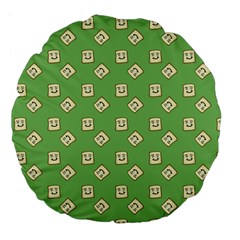 Happy Toast Green Large 18  Premium Flano Round Cushions by snowwhitegirl