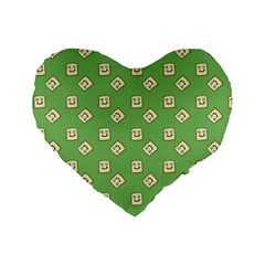 Happy Toast Green Standard 16  Premium Flano Heart Shape Cushions by snowwhitegirl