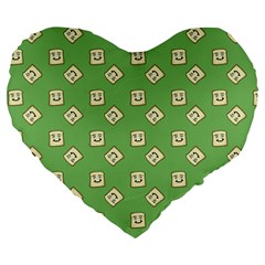 Happy Toast Green Large 19  Premium Flano Heart Shape Cushions by snowwhitegirl