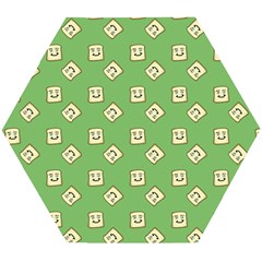 Happy Toast Green Wooden Puzzle Hexagon by snowwhitegirl