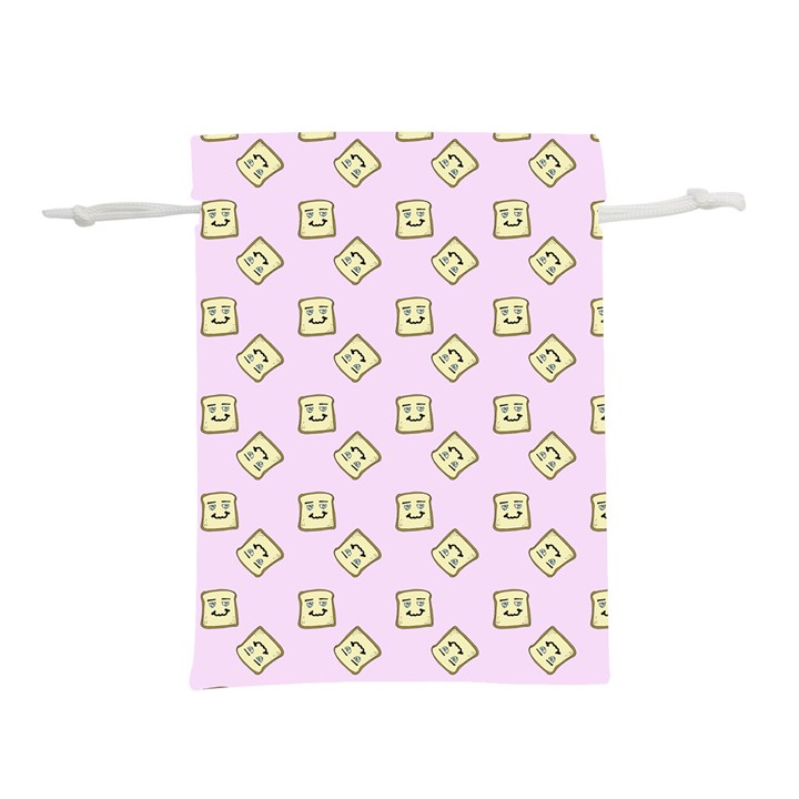 Happy Toast Pink Lightweight Drawstring Pouch (L)