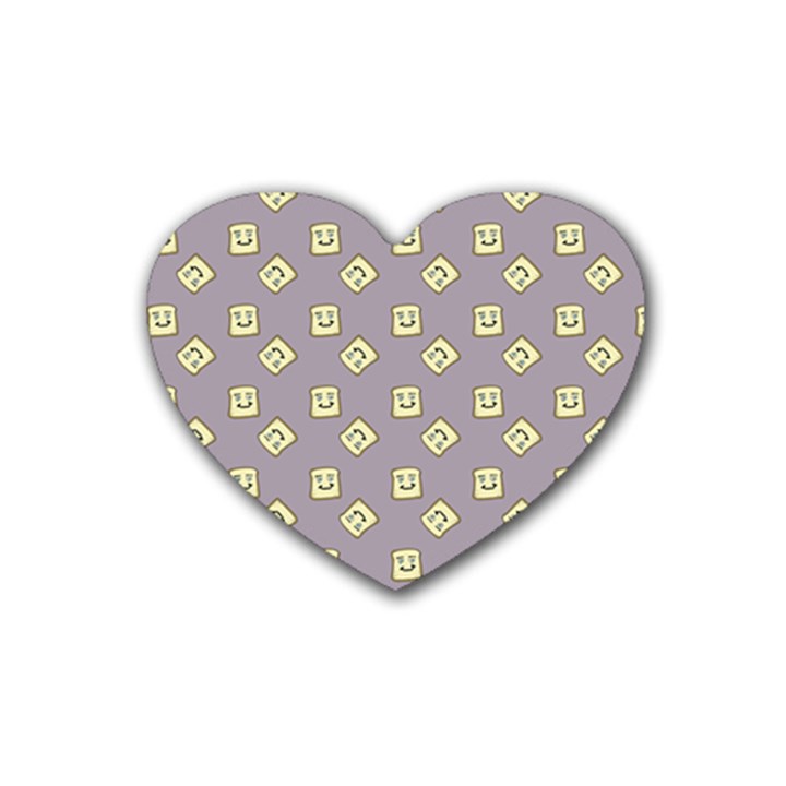 Happy Toast Grey Rubber Coaster (Heart) 