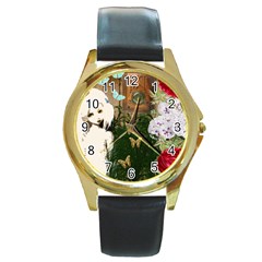 Vintage Llorona Collage Round Gold Metal Watch