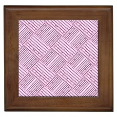 Wood Texture Diagonal Weave Pastel Framed Tile by Mariart