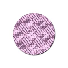 Wood Texture Diagonal Weave Pastel Rubber Coaster (round)  by Mariart