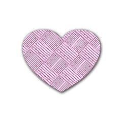 Wood Texture Diagonal Weave Pastel Rubber Coaster (heart)  by Mariart