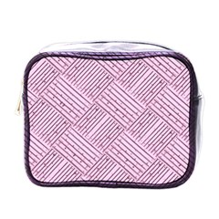 Wood Texture Diagonal Weave Pastel Mini Toiletries Bag (one Side)