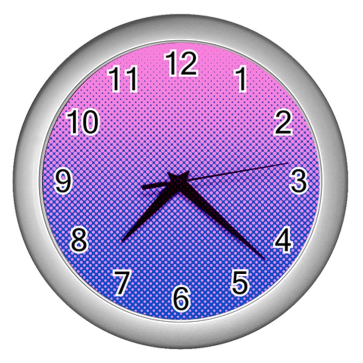 Dot Background Pattern Halftone Wall Clock (Silver)