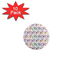 Valentine Hearts 1  Mini Magnet (10 pack) 