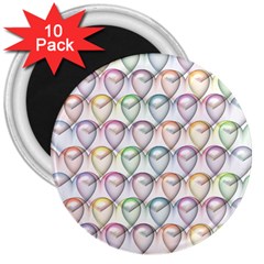 Valentine Hearts 3  Magnets (10 pack) 