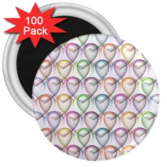 Valentine Hearts 3  Magnets (100 pack)