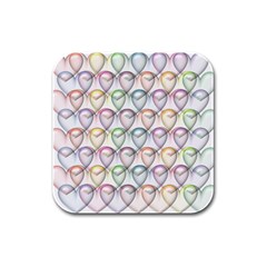 Valentine Hearts Rubber Square Coaster (4 pack) 