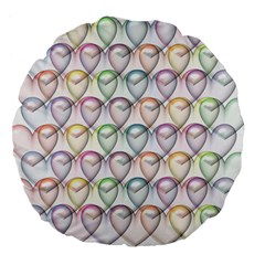 Valentine Hearts Large 18  Premium Flano Round Cushions