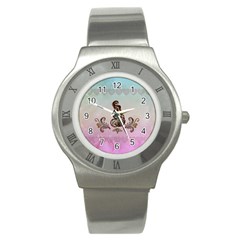 Abstract Decorative Floral Design, Mandala Stainless Steel Watch by FantasyWorld7