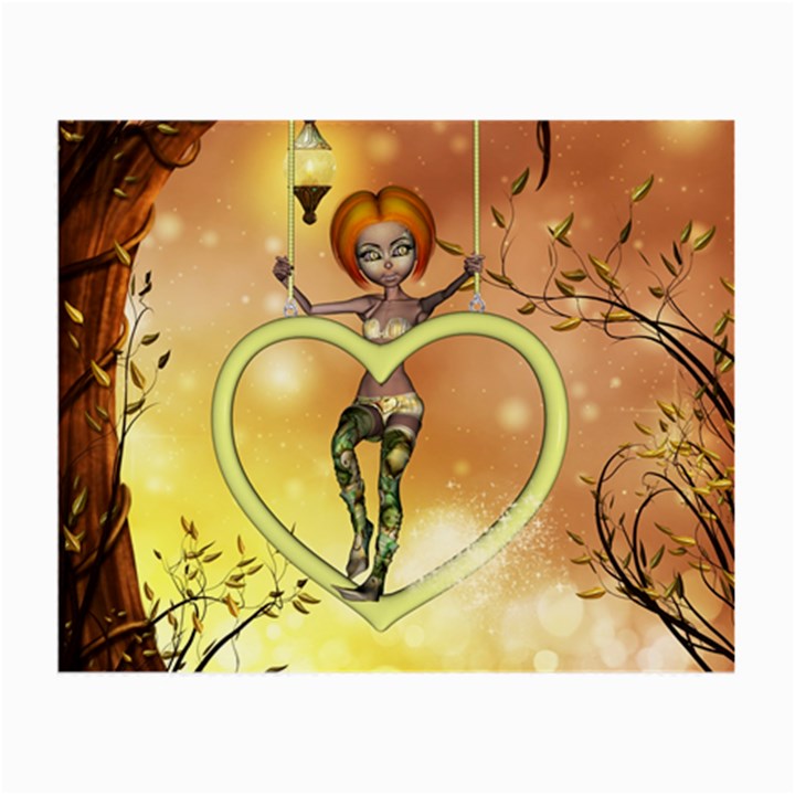 Cute Fairy  On A Swing Made By A Heart Small Glasses Cloth (2 Sides)