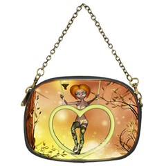 Cute Fairy  On A Swing Made By A Heart Chain Purse (One Side)