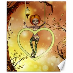 Cute Fairy  On A Swing Made By A Heart Canvas 20  X 24  by FantasyWorld7