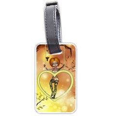 Cute Fairy  On A Swing Made By A Heart Luggage Tag (one Side) by FantasyWorld7