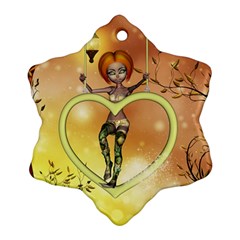 Cute Fairy  On A Swing Made By A Heart Ornament (snowflake) by FantasyWorld7